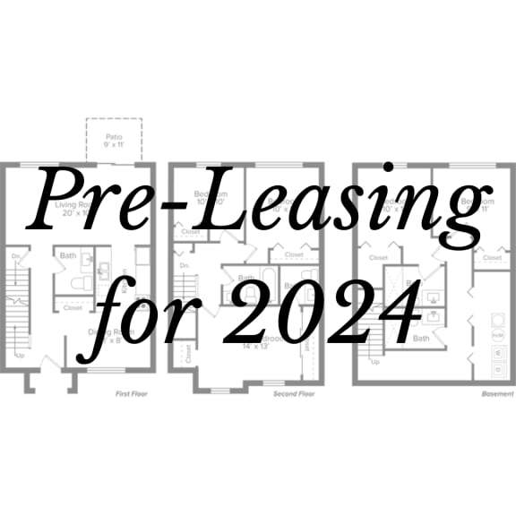 a schematic diagram of a floor plan with the words pre leasing for 2024