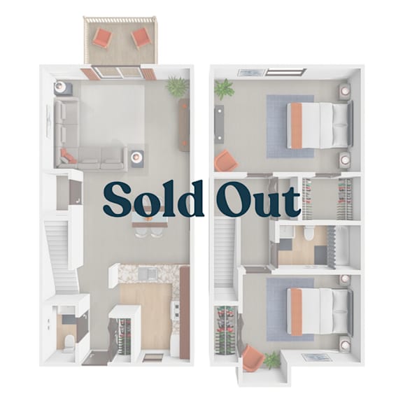 Two floor plans of a house with the words "Sold Out" in the middle.