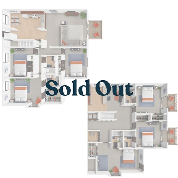 A floor plan of a house with the words "Sold Out" across the center.