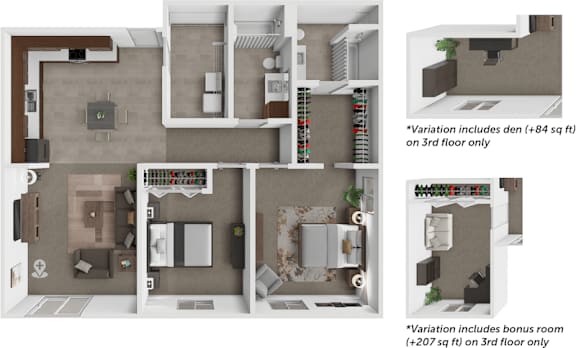 2 bed 2 bath Buffalo floor plan at Bison Crossing