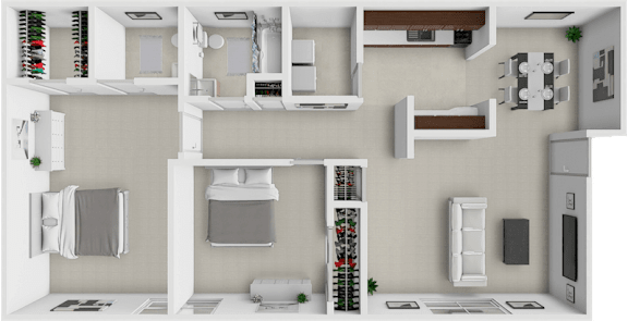 2 bed 1 and a half bath floor plan at village on beavercreek