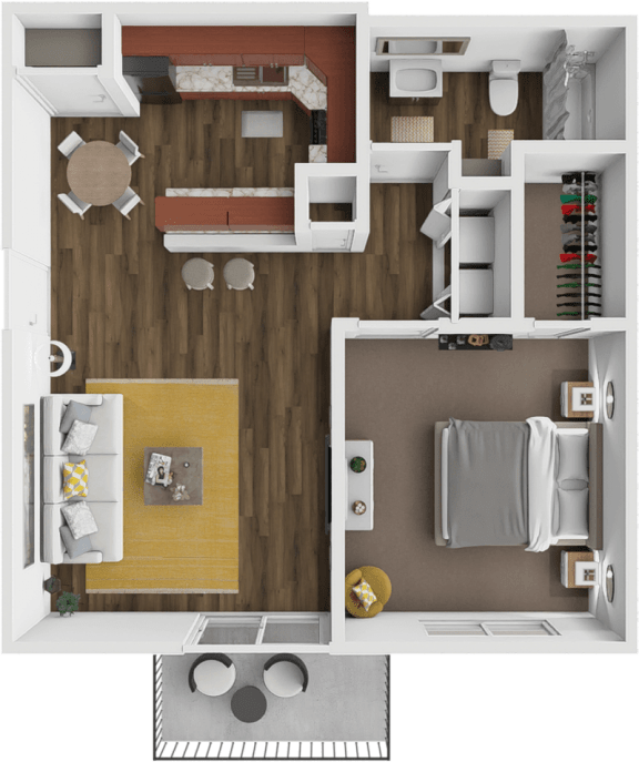a floor plan of a house with a bedroom and a living room