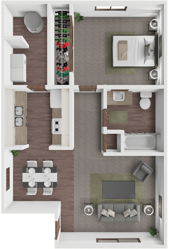 Sheridan 1 bedroom floor plan at Brookfield Apartments