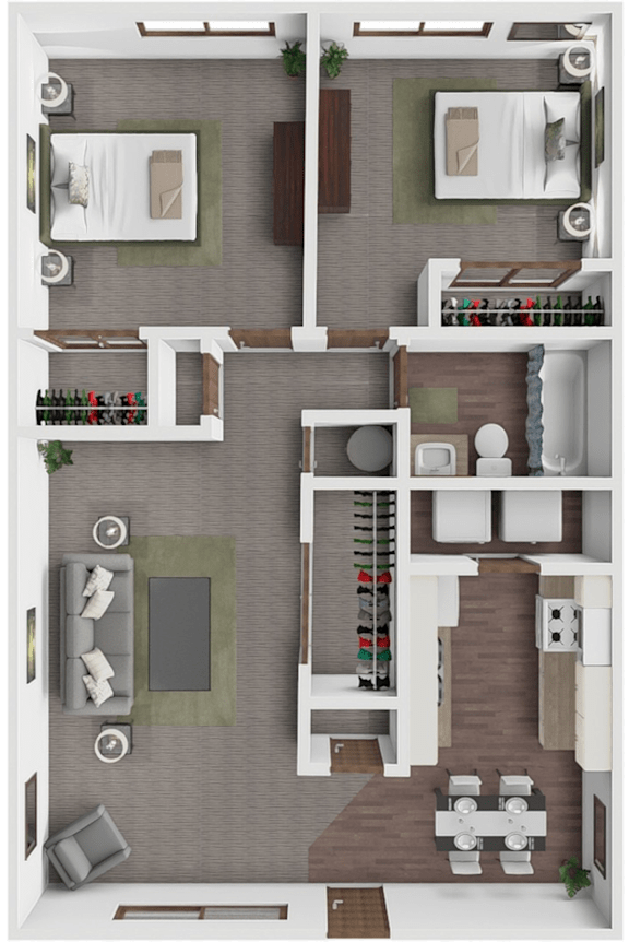 Sterling 2 bedroom floor plan at Brookfield Apartments