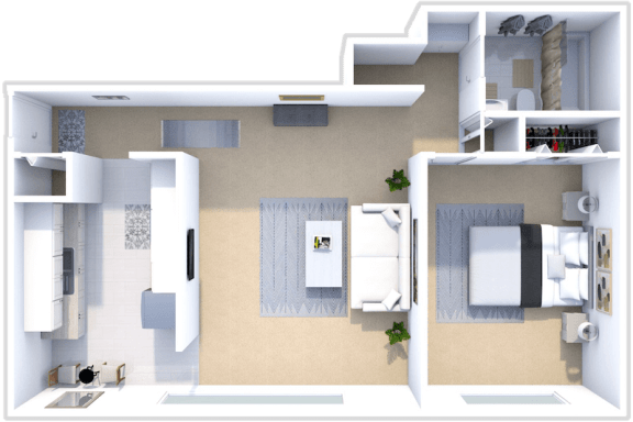 one bed one bath floor plan at castle pointe