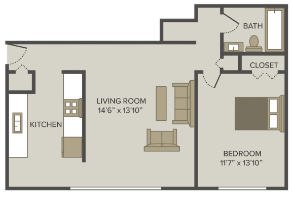 one bed one bath richmond floor plan at castle pointe