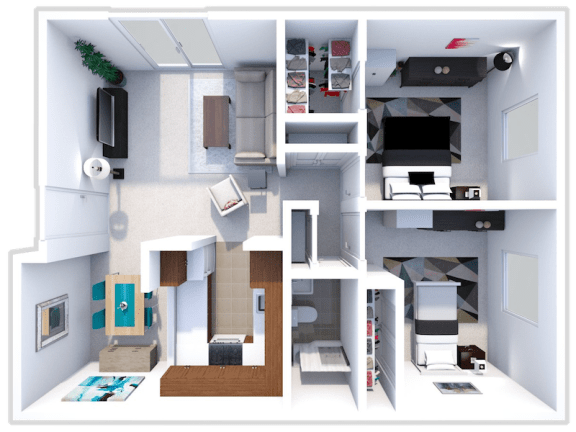 hawthorne 2 bed 1 bath floor plan at forest pointe