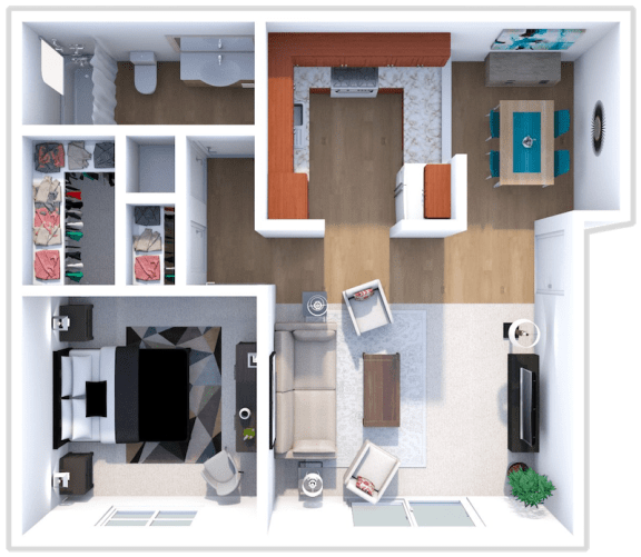 Floor Plan  willow one bed one bath floor plan at forest pointe apartments