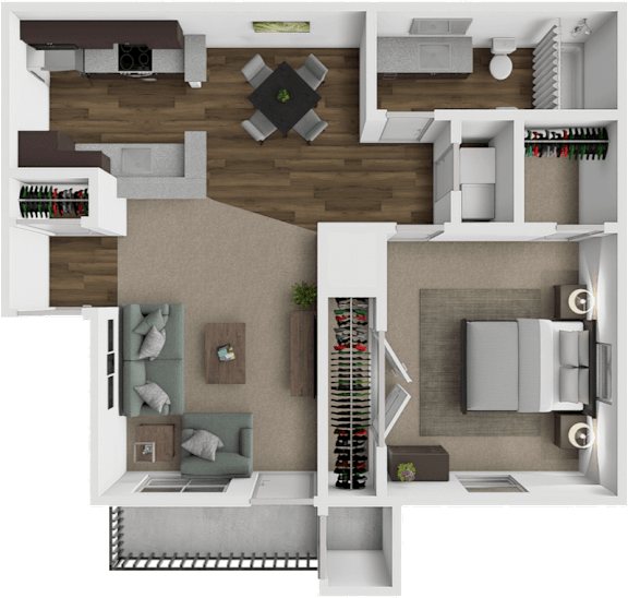 Manchester 1 bedroom floor plan at Crown Colony Apartments