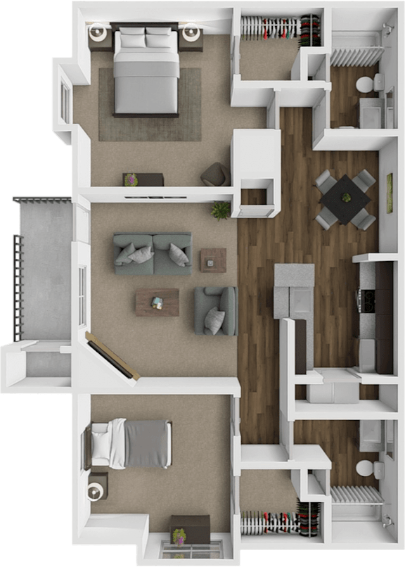 Victoria 2 bedroom floor plan at Crown Colony Apartments