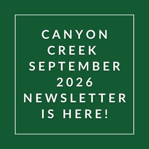 The image announces the availability of the Canyon Creek September 2026 newsletter.