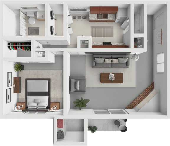 a rendering of a 3d floor plan of a house