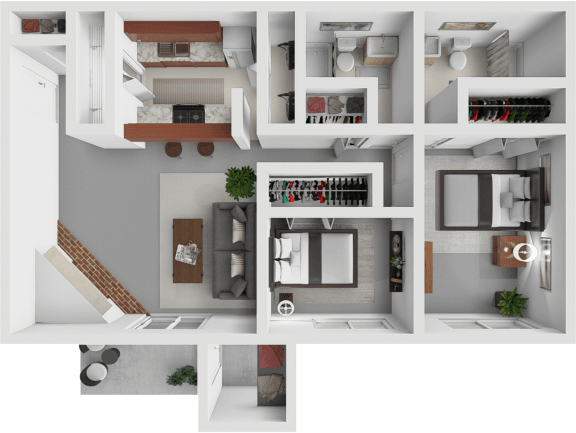 a rendering of a 3d floor plan of a house