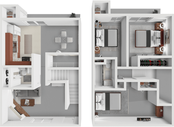 two views of a floor plan of a house