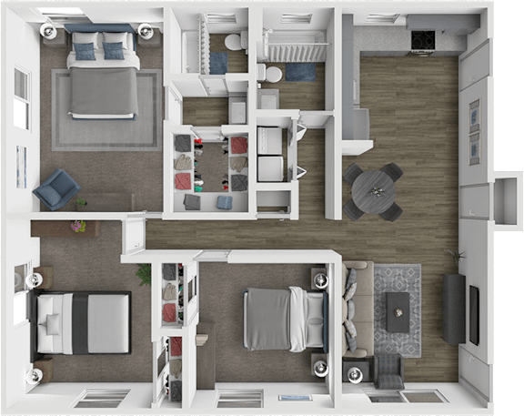 a 3d drawing of a floor plan of a house