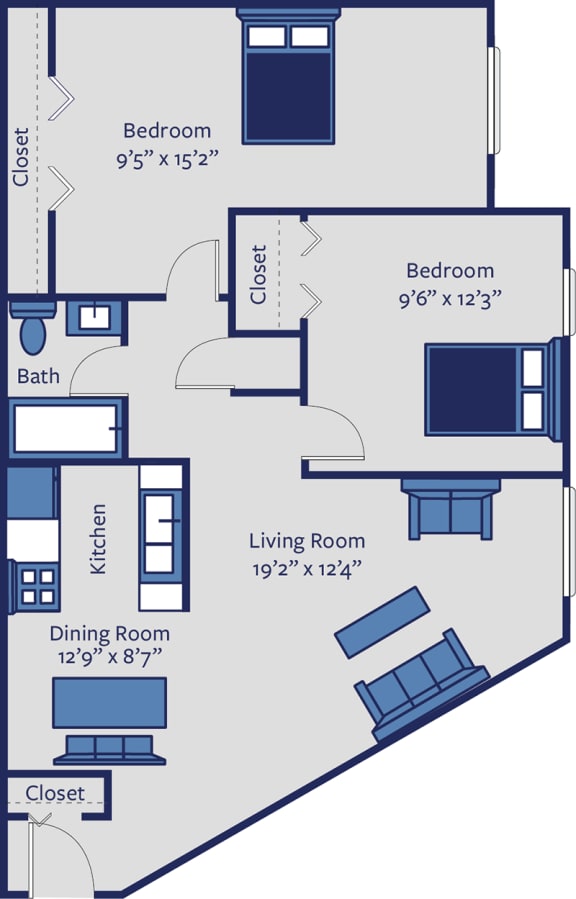 two bedroom apartment floor plan MN
