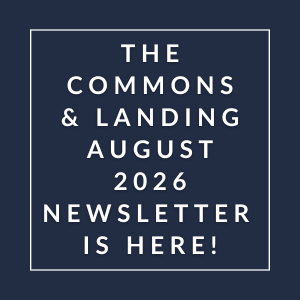 The image announces the availability of the Commons & Landing August 2026 newsletter.