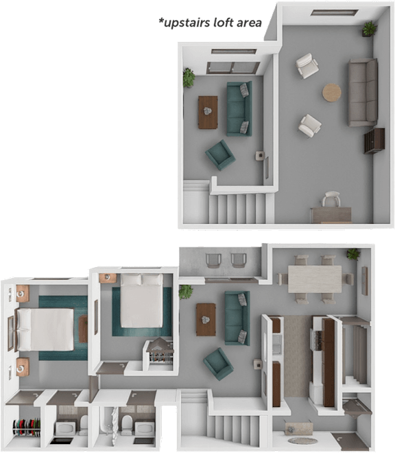 A diagram shows two different layouts for a loft apartment.