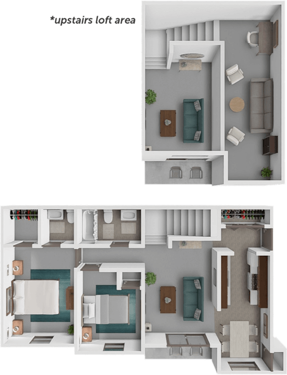 A diagram shows two different layouts of a loft apartment.