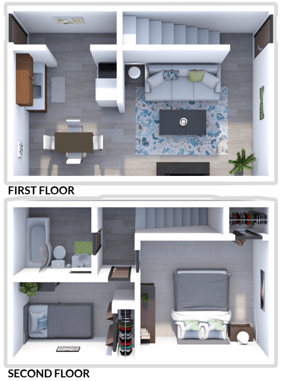 2 bed 1 bath townhome floor plan at crossings at remington