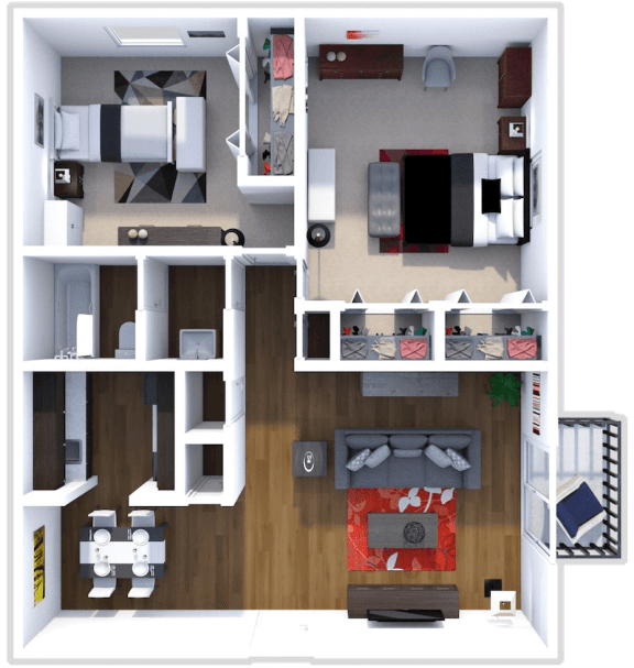 Floor Plan  Bordeaux Floor Plan at Cedar Trace Apartments