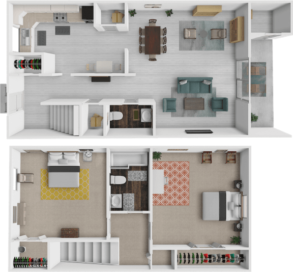 Magnolia 2 bedroom apartment floor plan at colony village apartments.