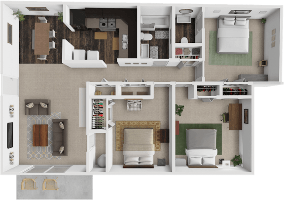 3 bedroom 1.5 bathroom pine apartment at colony village apartments