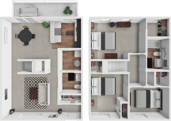 two views of a floor plan of a house