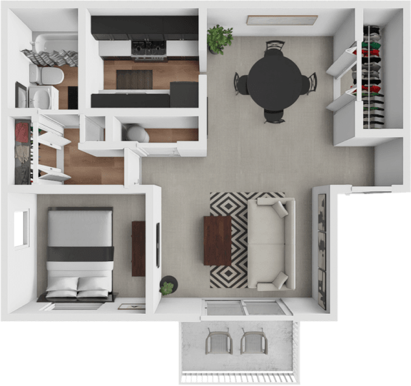 a floor plan of a house with a bedroom and a living room