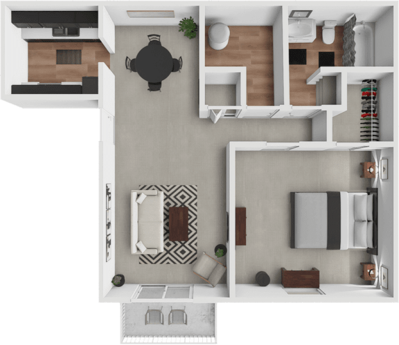 a floor plan of a house with a kitchen and a living room