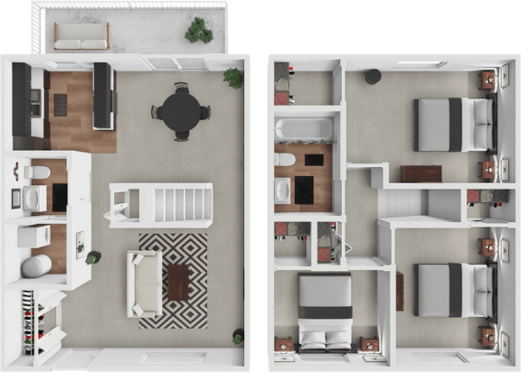 a conceptual rendering of a floor plan of a house