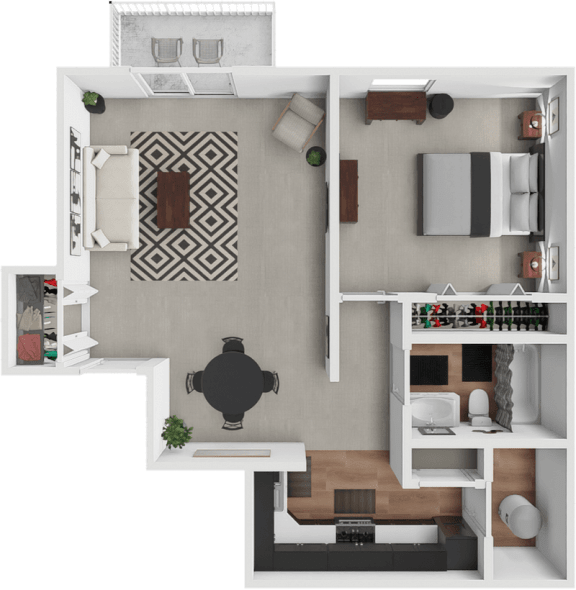 a floor plan of a house with a kitchen and a living room