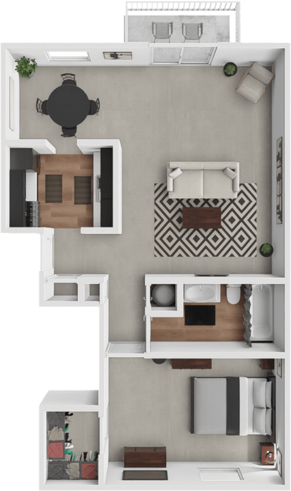 a floor plan of a house with a bedroom and a living room