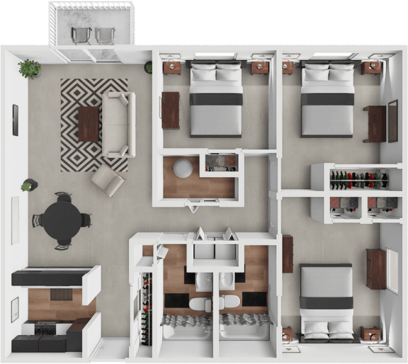 a floor plan of a house with a bedroom and a living room