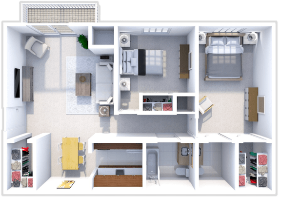Floor Plan  2 bed 1 and a half bath floor plan at cedarwood village