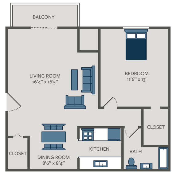1 bed 1 bath floor plan at cedarwood village