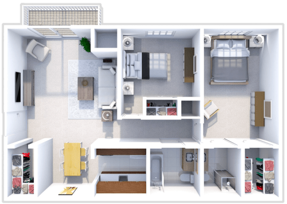 2 bed 2 bath floor plan at cedarwood village
