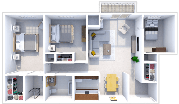 3 bed 2 bath floor plan at cedarwood village