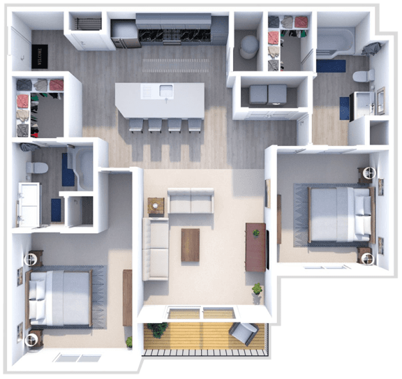 Floor Plan  a floor plan of a two bedroom apartment with two bathrooms and a balcony