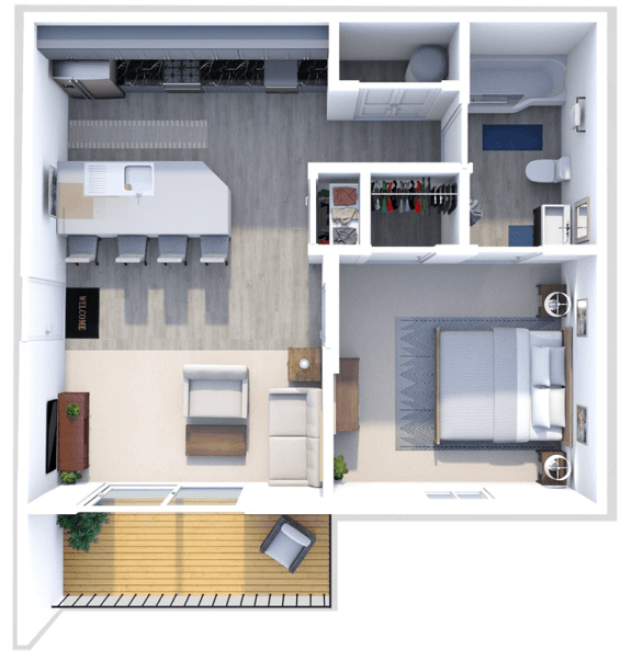 Floor Plan  a floor plan of a one bedroom apartment