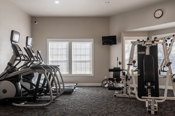 fitness center at The Dominion Apartments