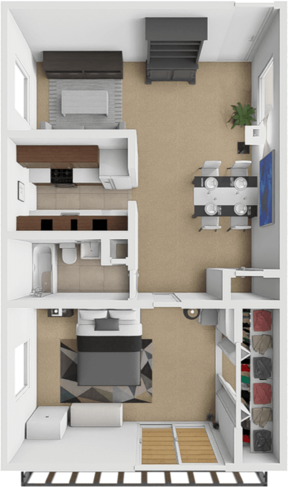 a floor plan of a house with a kitchen and a living room