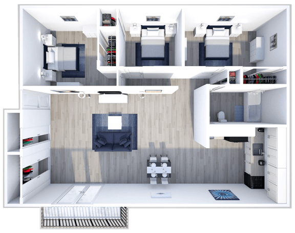 3 bedroom apartment floor plan