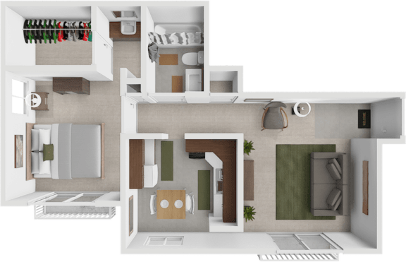 a floor plan at eastland Apartments of a 1 bedroom apartment