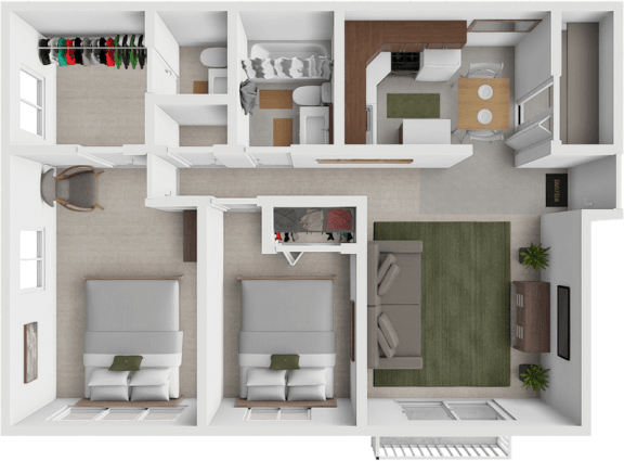 Eastland 2 bedroom apartment floor plan in grand rapids, mi