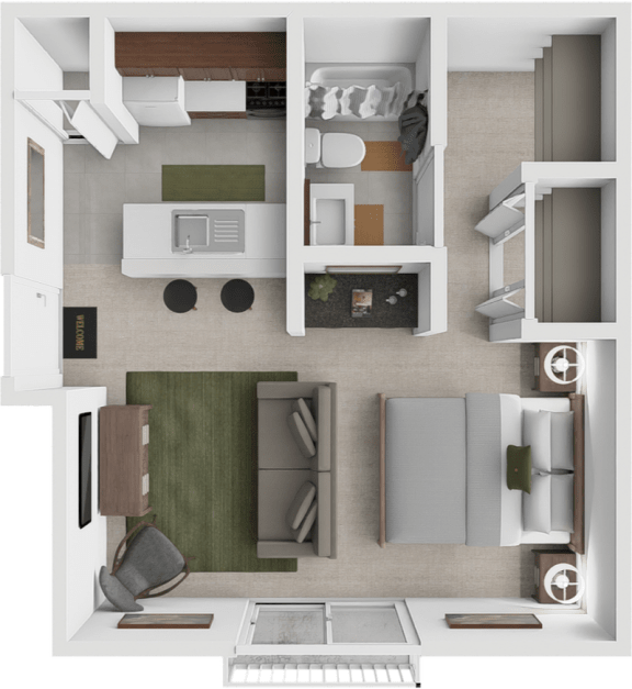 studio unit at Eastland Apartments