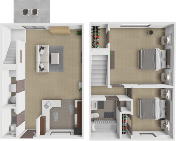 two views of a floor plan of a house