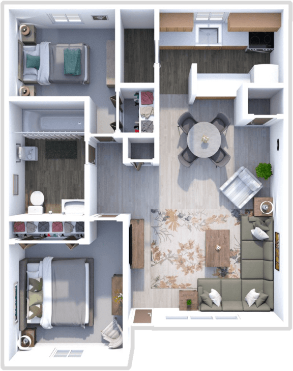 Floor Plan  2 bedroom, 1 bath floor plan at Fremont Manor and Park Place