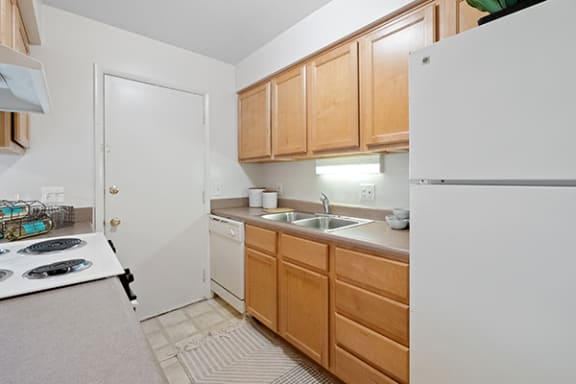 Well-equipped kitchen with fridge, oven and dishwasher
