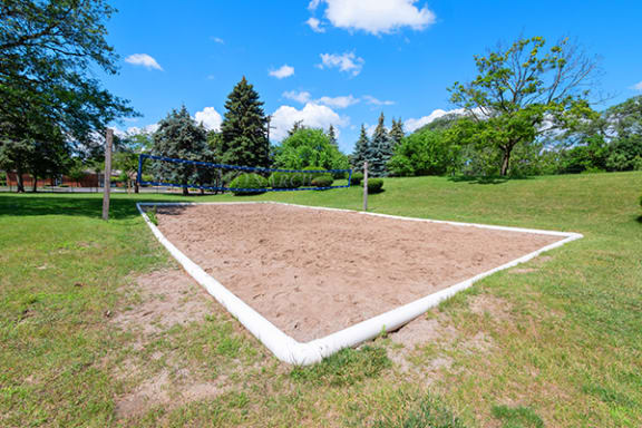Sand volleyball court on-site at fairlane east apartments